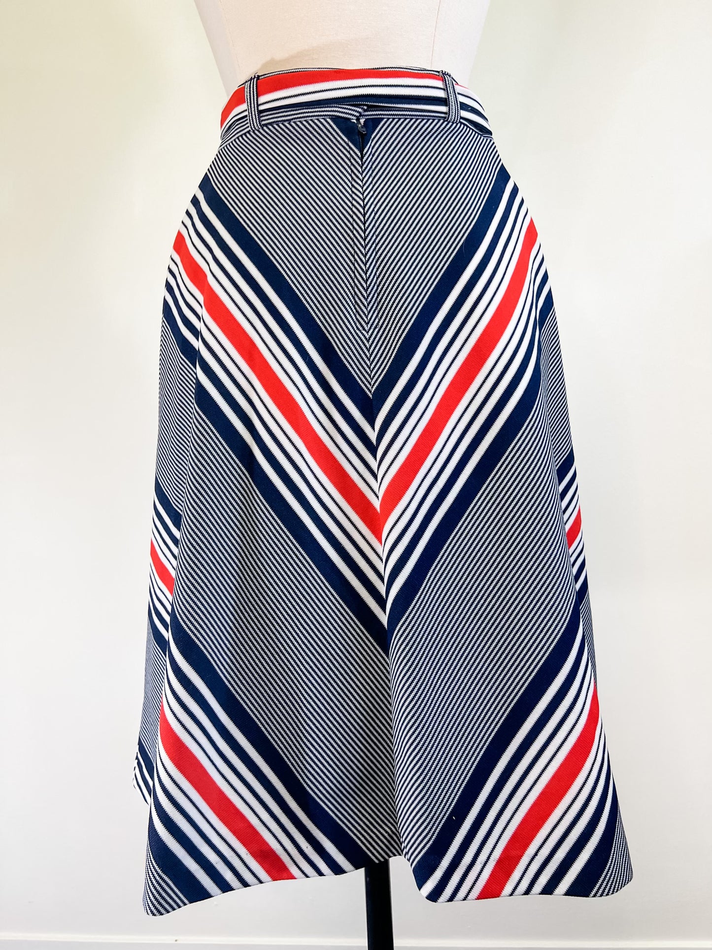 70s Red White and Blue Chevron Skirt