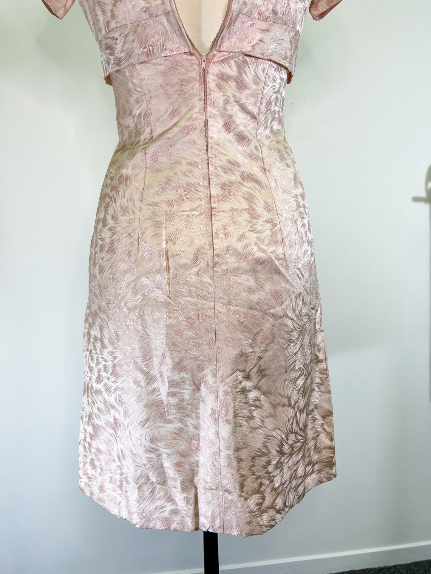 60s Pink Metallic Evening Dress