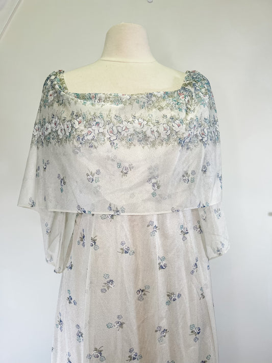 70s Ethereal Floral Prom Dress