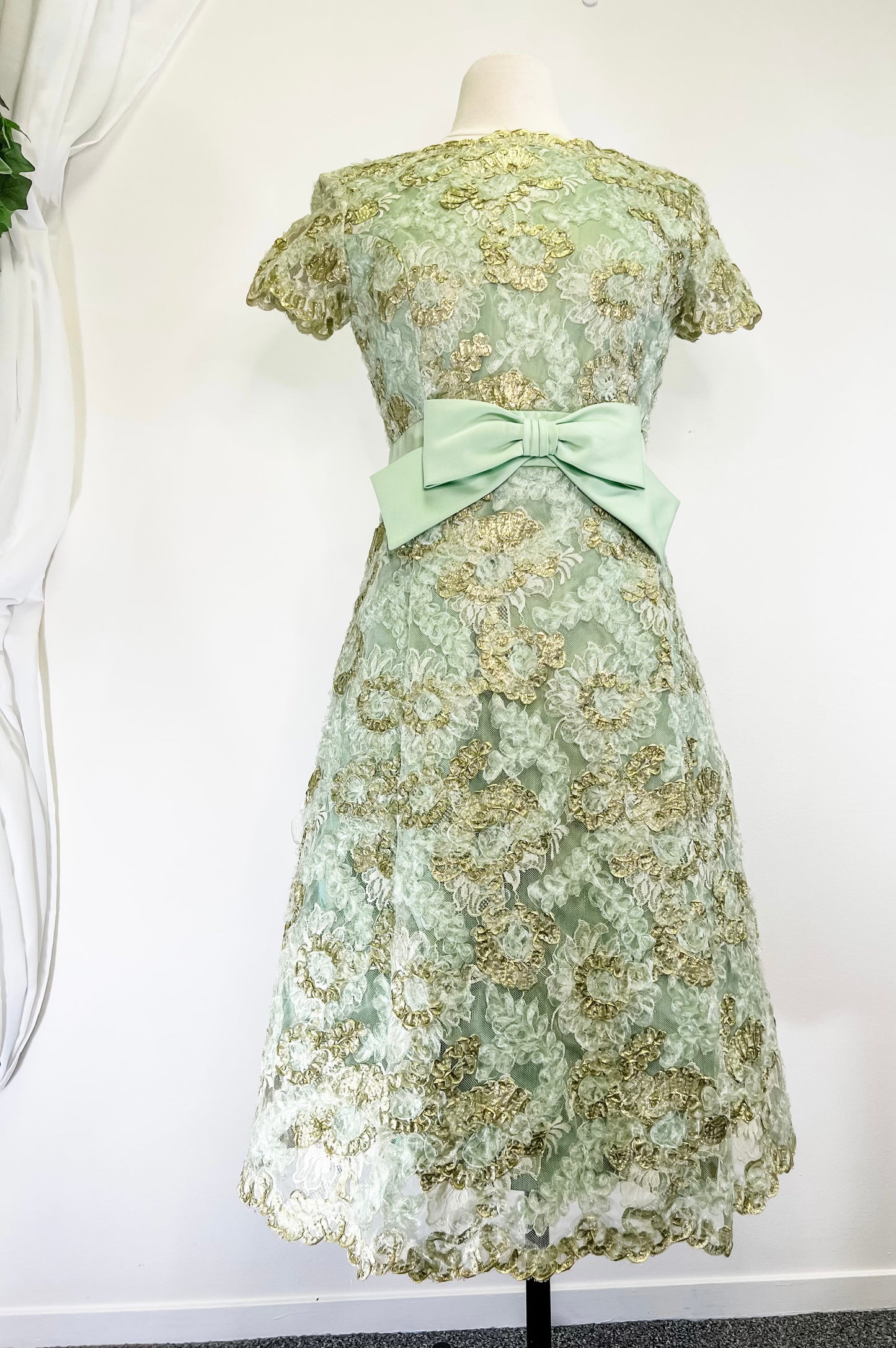 60s Mint and Gold Party Dress