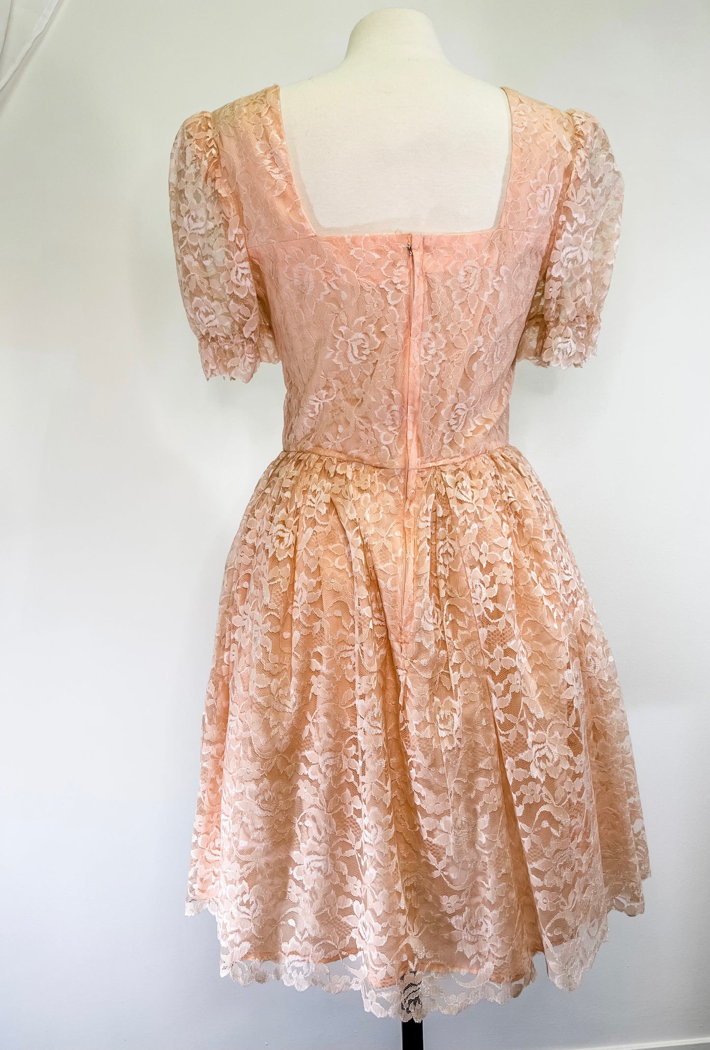 80s Peach Lace Party Dress