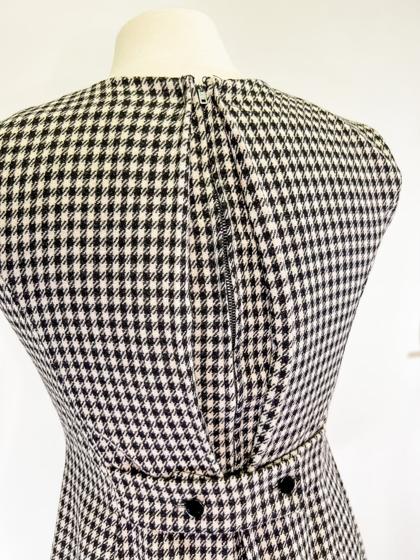 60s Houndstooth Mini Dress Pinafore