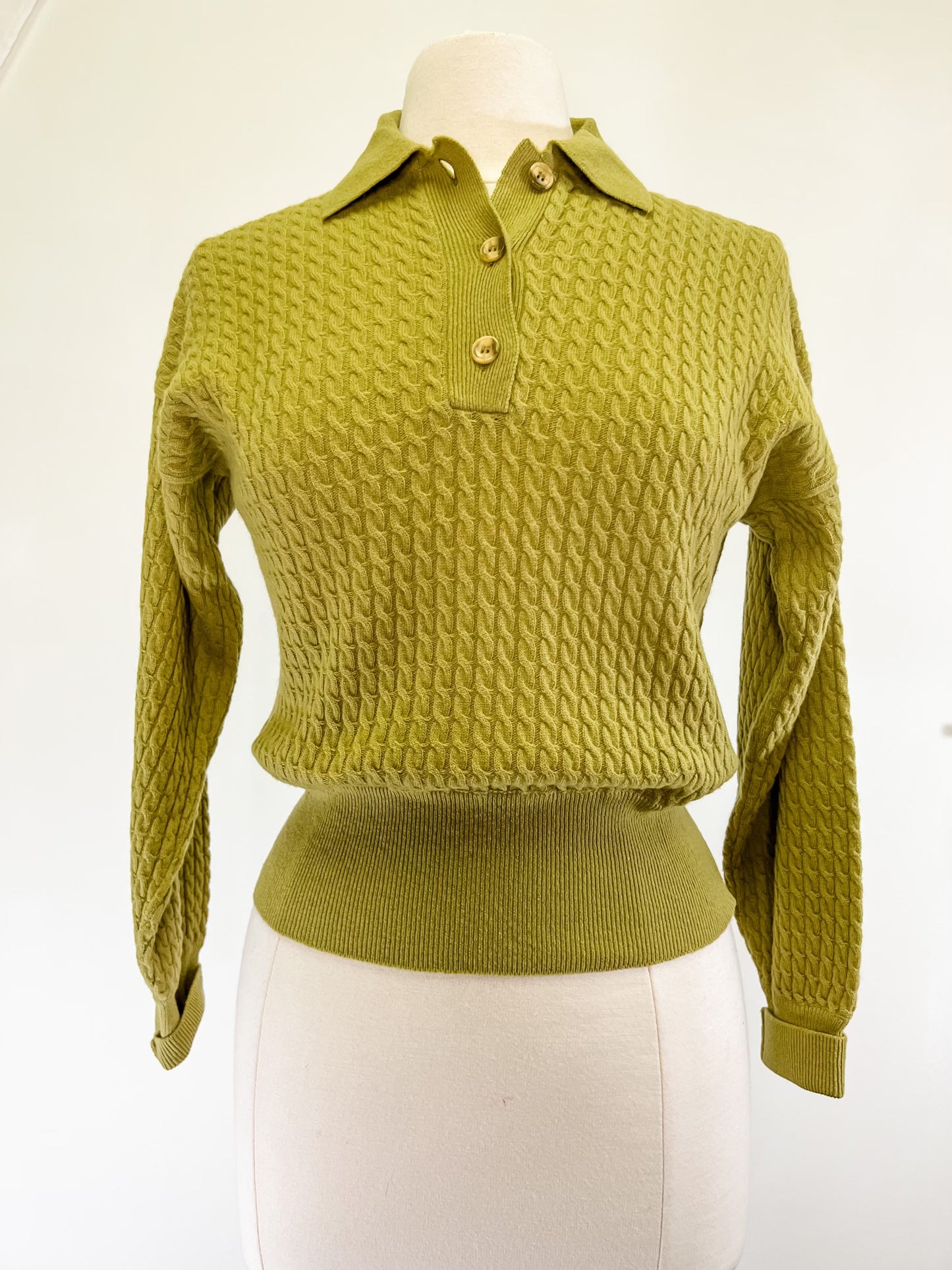 80s Lime Green Collared Sweater