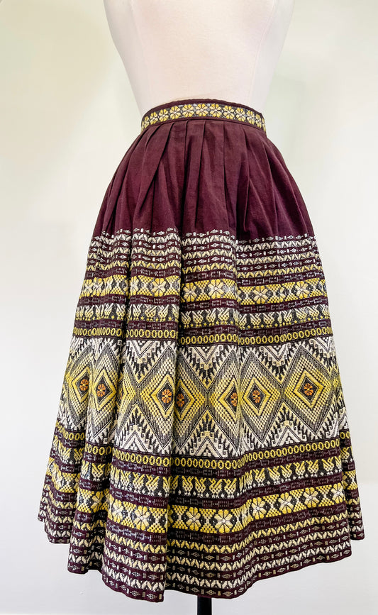 50s Souvenir Guatemalan Cotton Embroidered Skirt