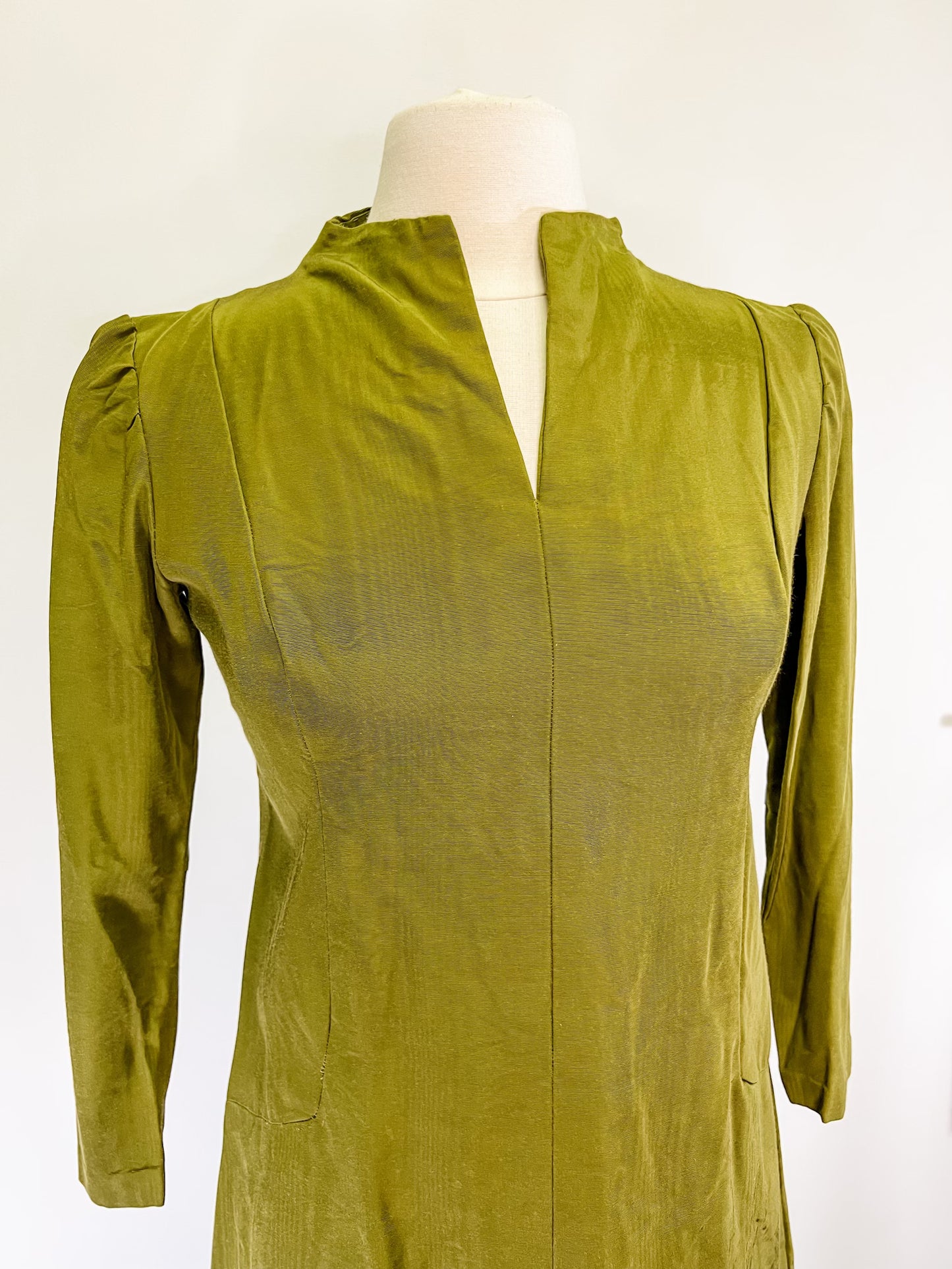 60s Chartreuse Moiré Mini Dress