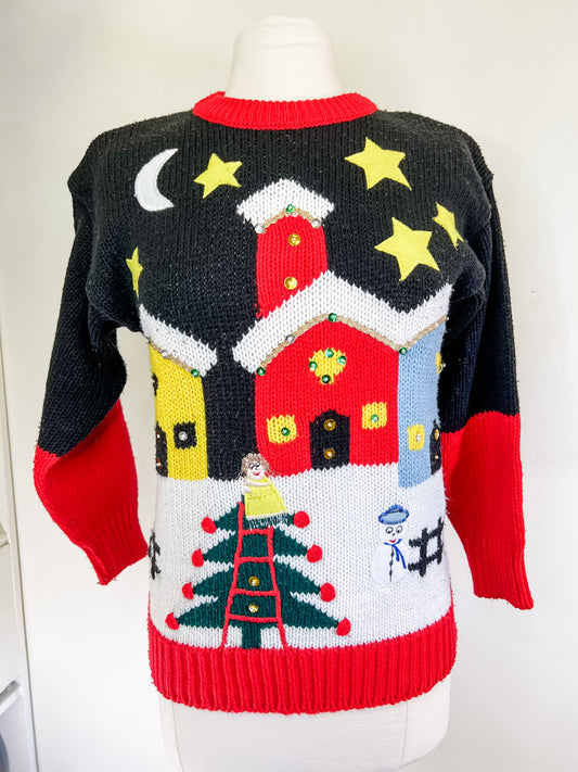 Moonlit Town Holiday Sweater