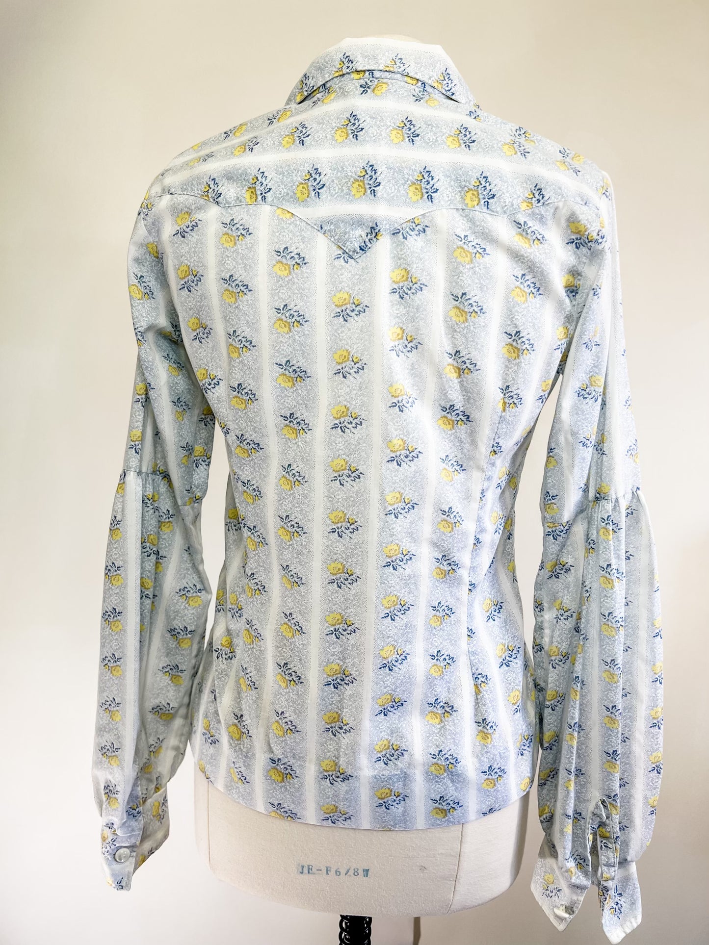 50s Tem-Tex Yellow Floral Western Blouse