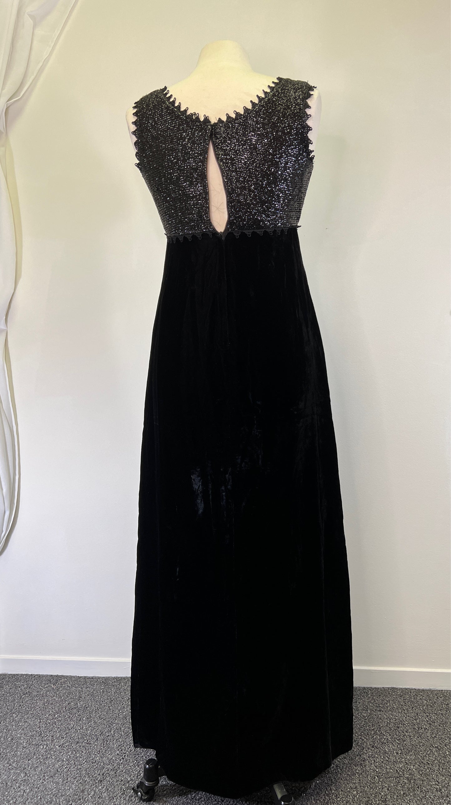 70s Black Velvet Dress