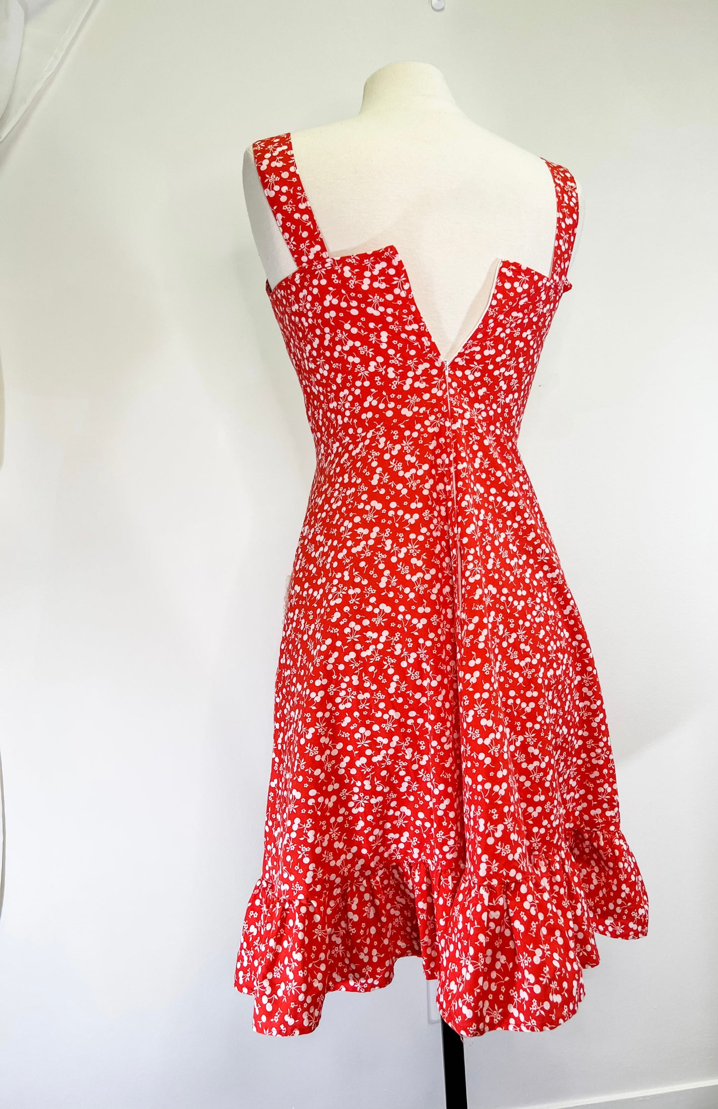 70s Red Cherry Print Sundress