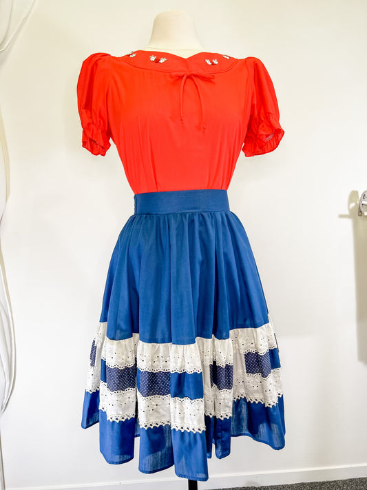 80s Red White and Blue Two Piece Set