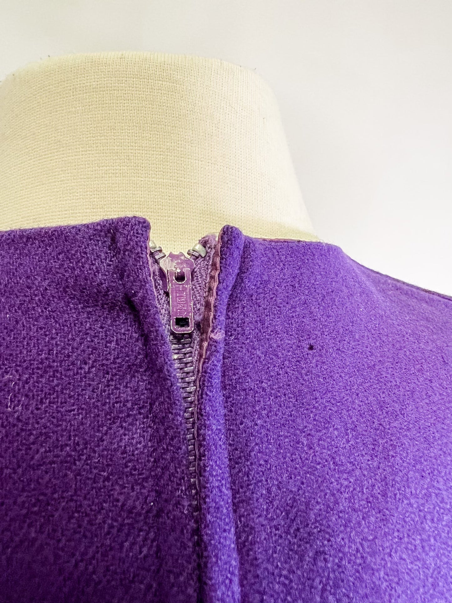 70s Purple Deep-V Shift Dress