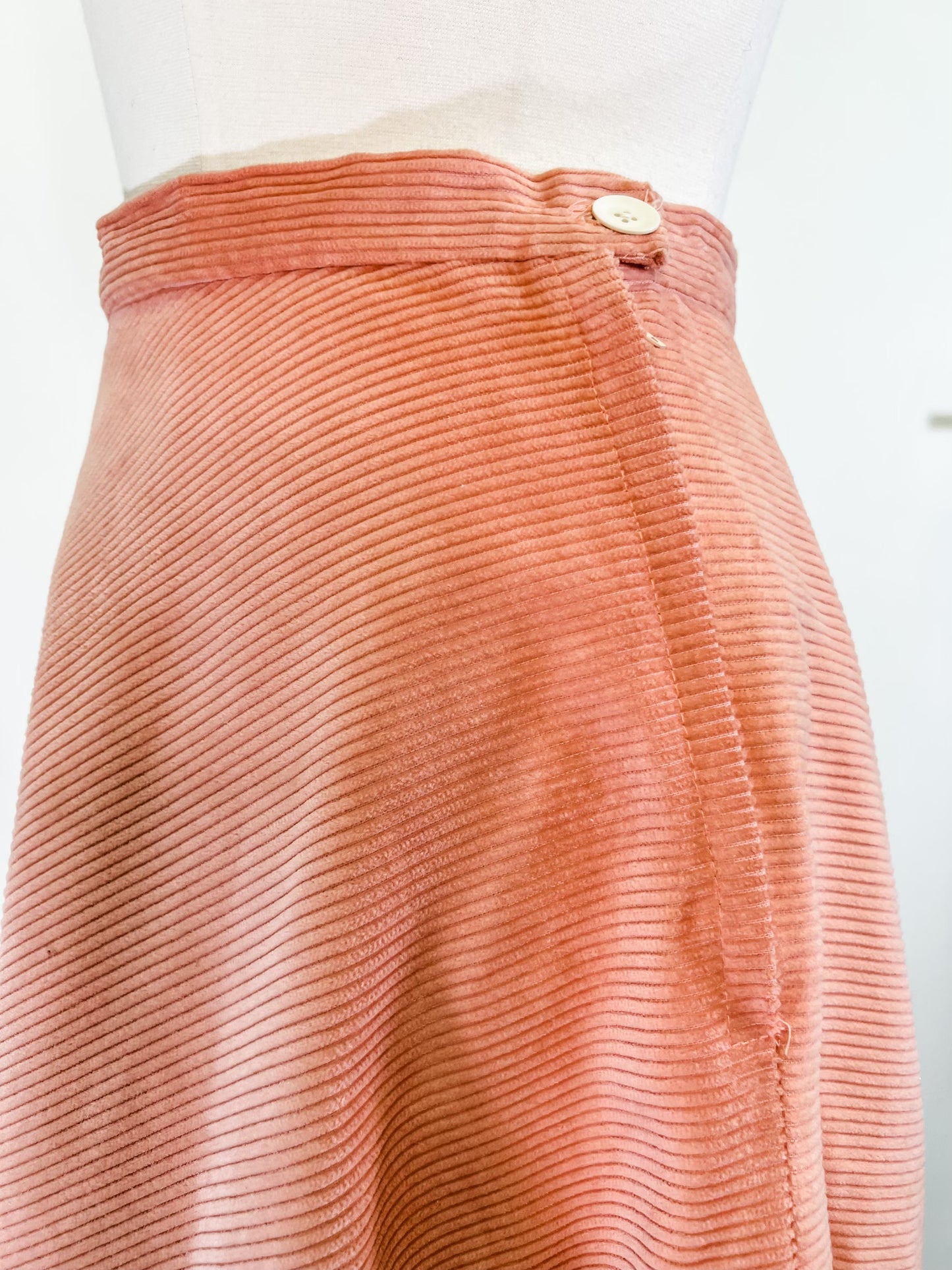 60s Pink Corduroy Circle Skirt