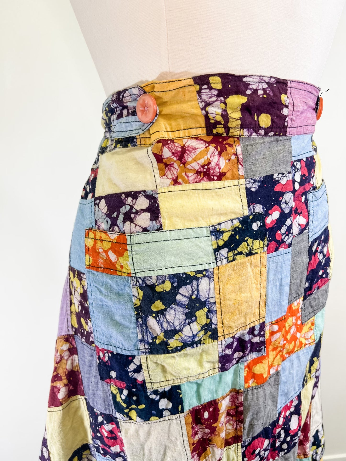 70s Patchwork Wrap Skirt