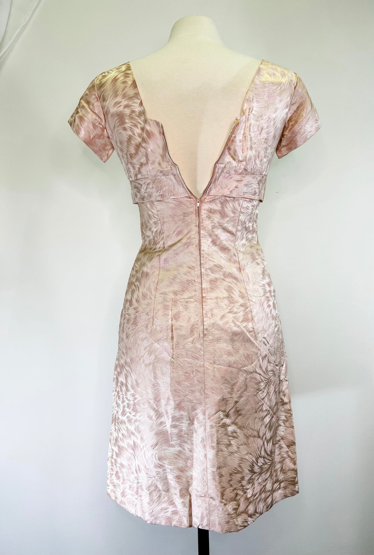 60s Pink Metallic Evening Dress