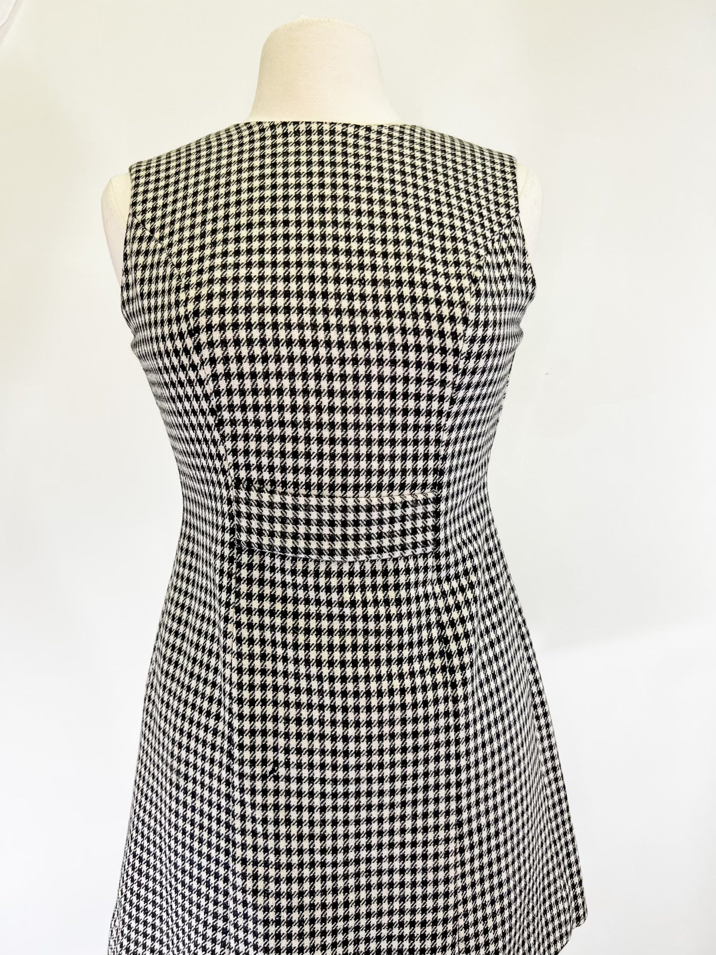 60s Houndstooth Mini Dress Pinafore