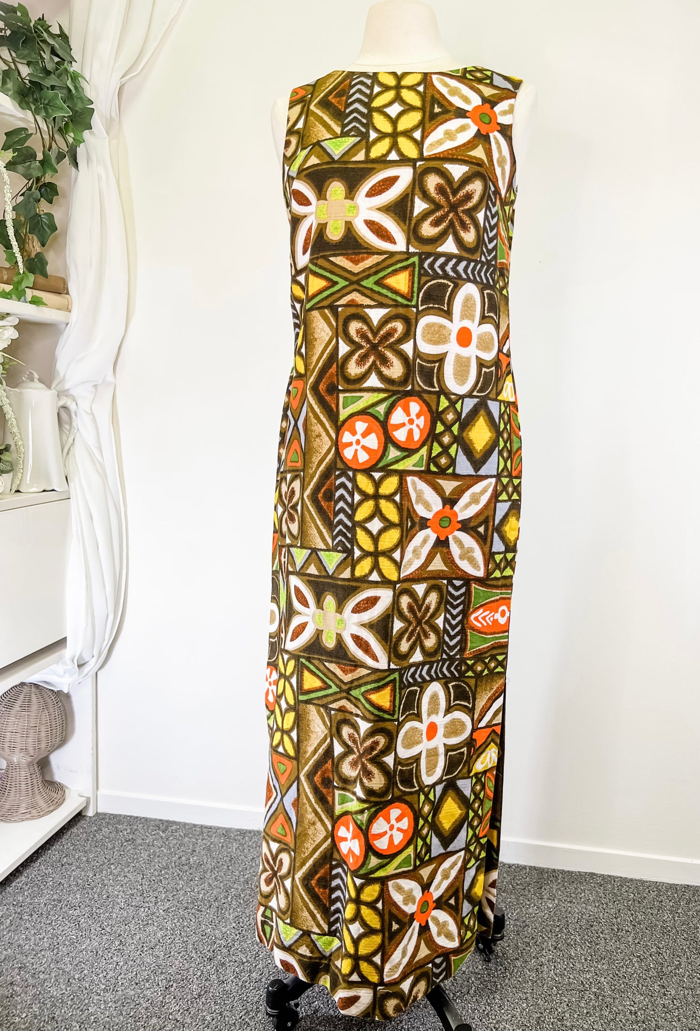 60s Hawaiian Breeze Block Hostess Dress