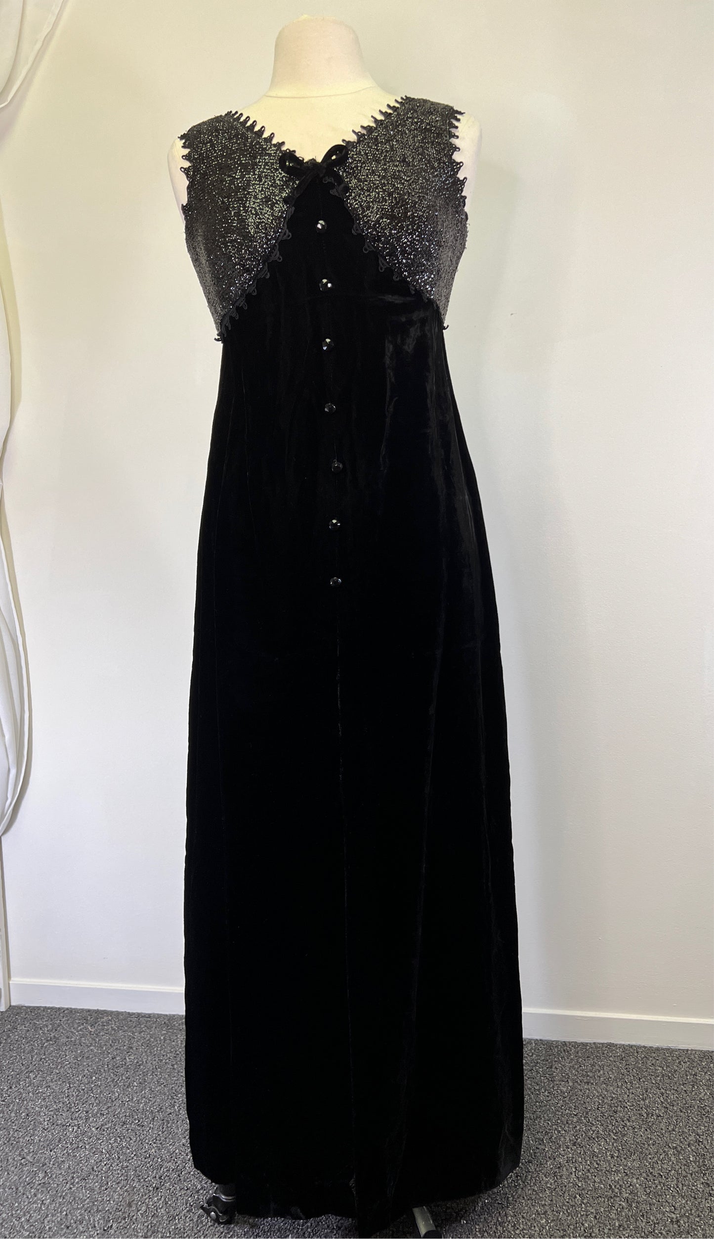 70s Black Velvet Dress