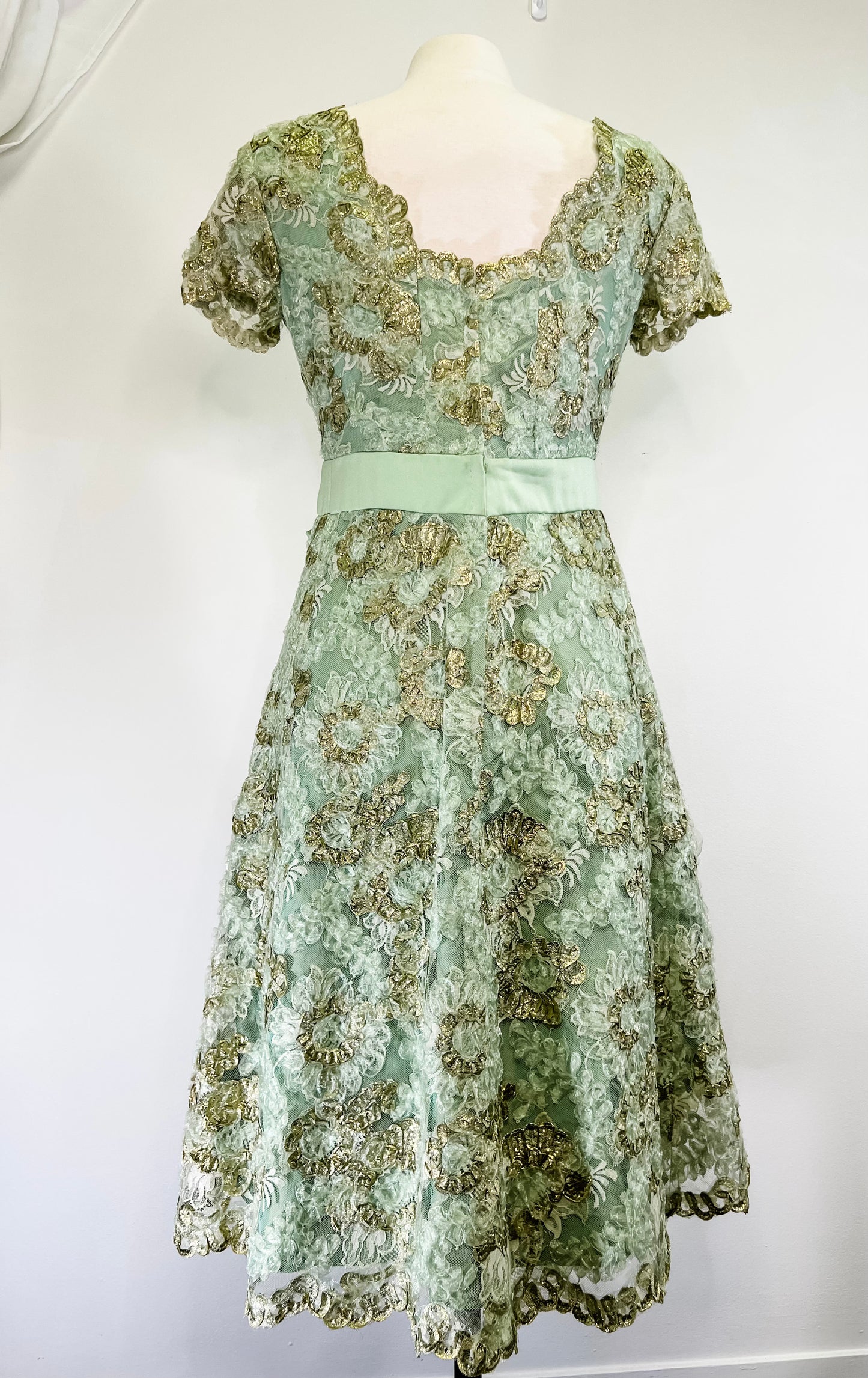 60s Mint and Gold Party Dress