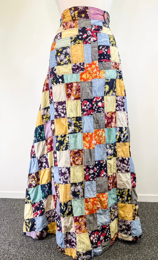 70s Patchwork Wrap Skirt